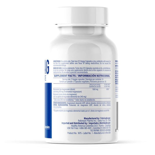Citrato de Magnesio Citramag 1500mg 60 Caps Healthy America