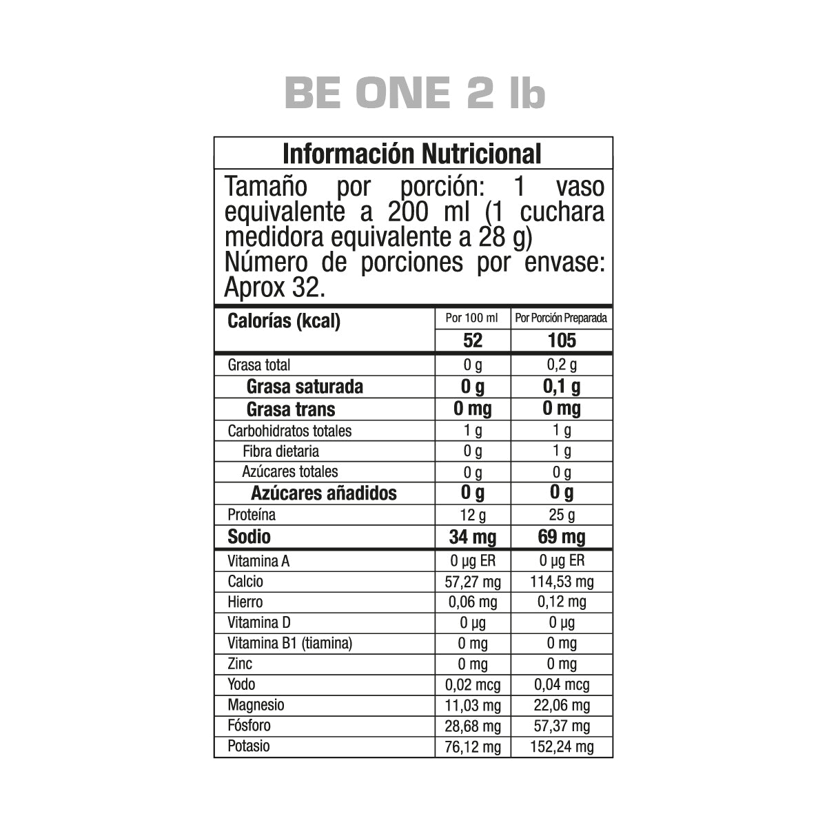 BE ONE Whey Protein Isolate 2 Libras GMN