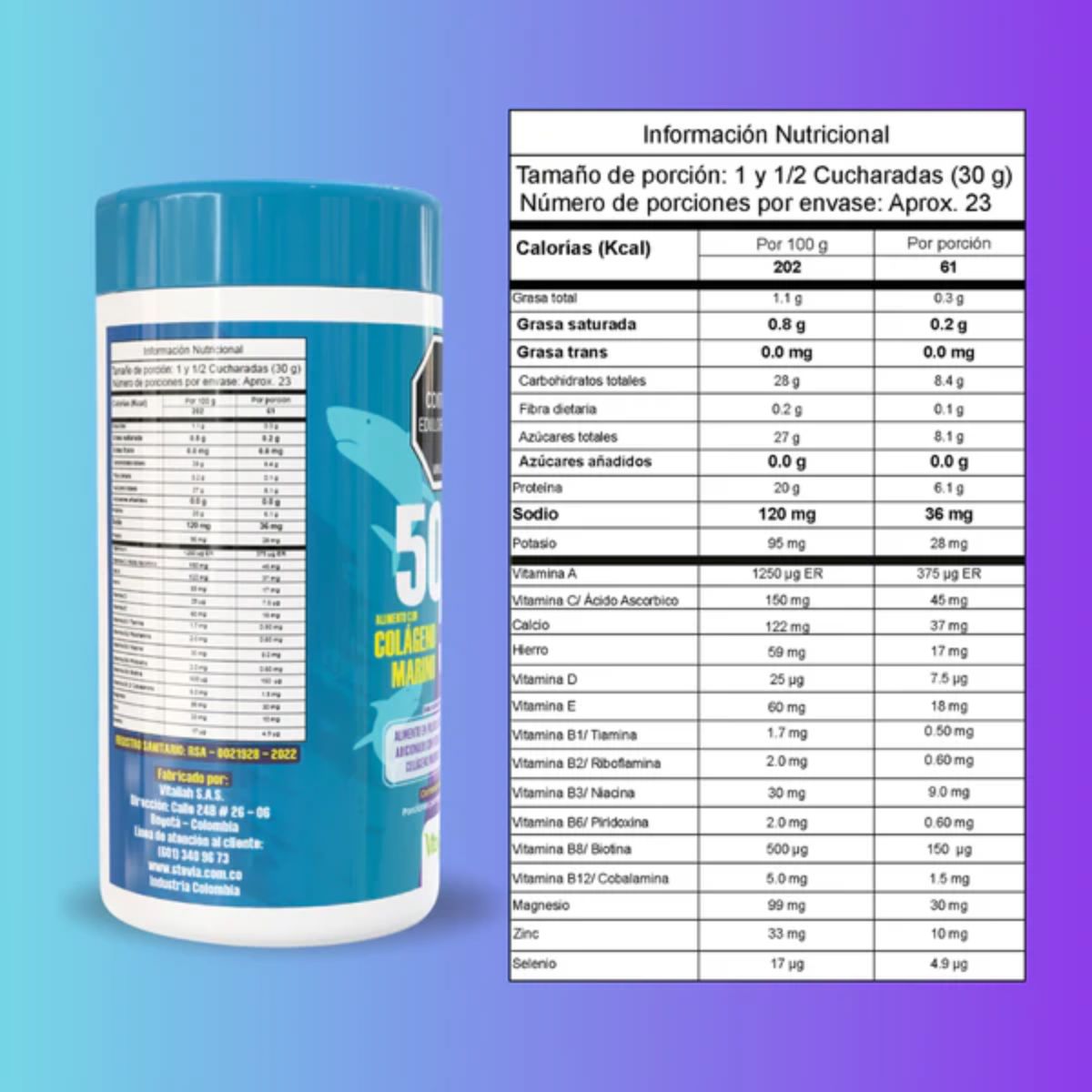 Colageno 50/50 Marino y Bovino 700gr - Vitaliah