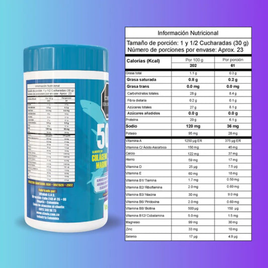 Colageno 50/50 Marino y Bovino 700gr - Vitaliah