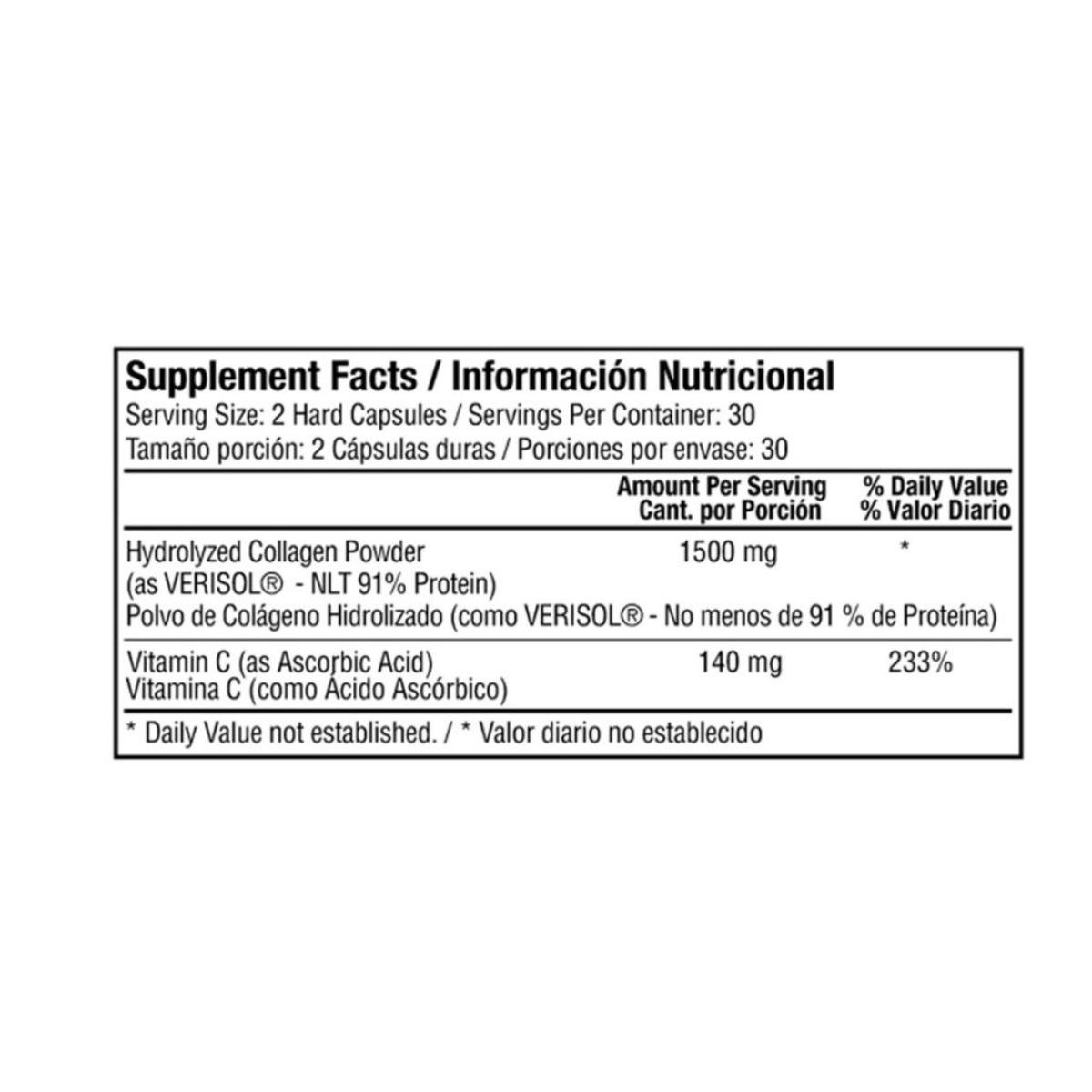 Colageno Hidrolizado 1500mg con Vitamina C 60 Capsulas