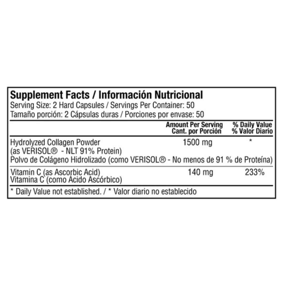 Colageno Hidrolizado 1500mg con Vitamina C 100 Capsulas