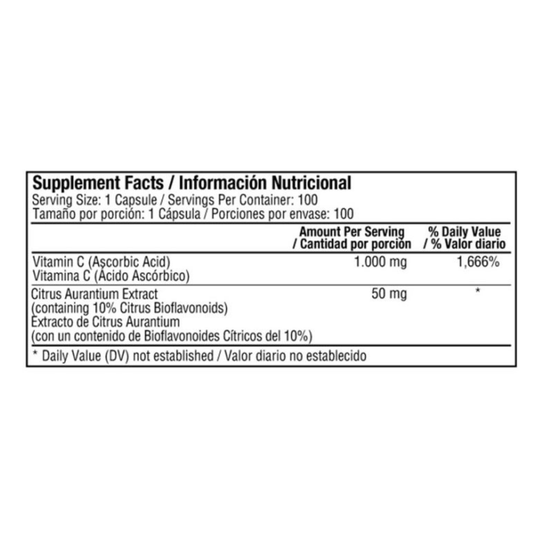 Vitamina C 1000mg con Bioflavonoides 100 Capsulas Healthy America
