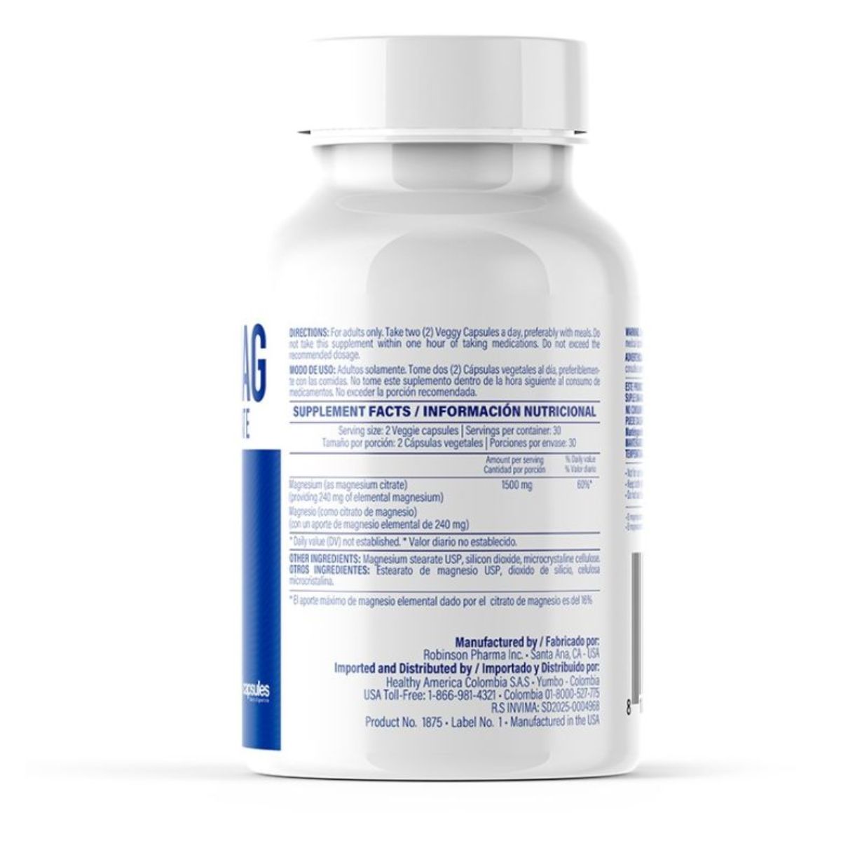 Citrato de Magnesio Citramag 1500mg 60 Caps Healthy America
