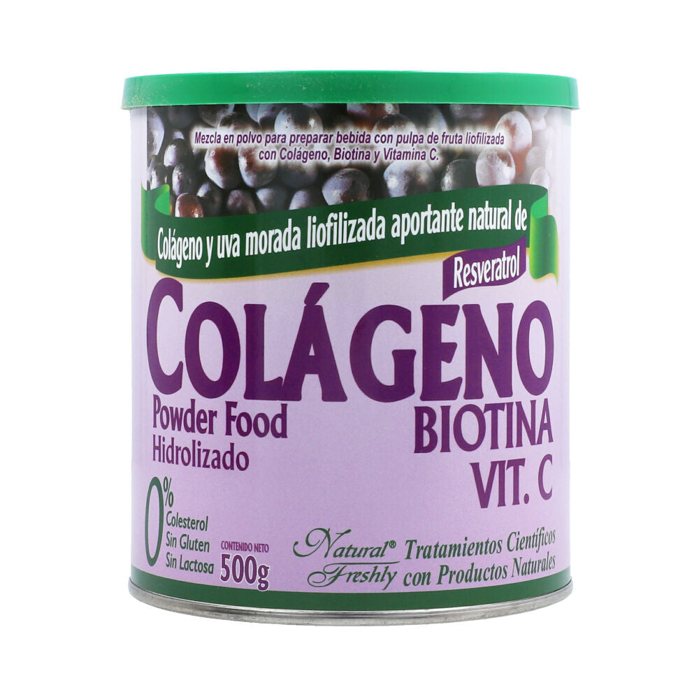 Colageno + Biotina + Vitamina C Polvo 500G -  Natural Freshly