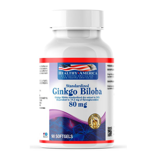 Ginkgo Biloba 80 mg 90 cápsulas  HEALTHY AMERICA
