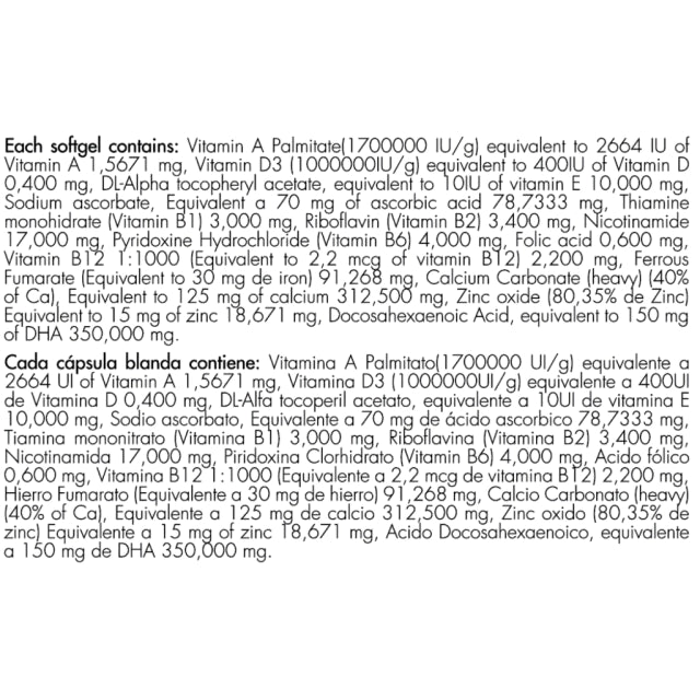 P-Natal con DHA Vitaminas para el Embarazo 60 Softgels