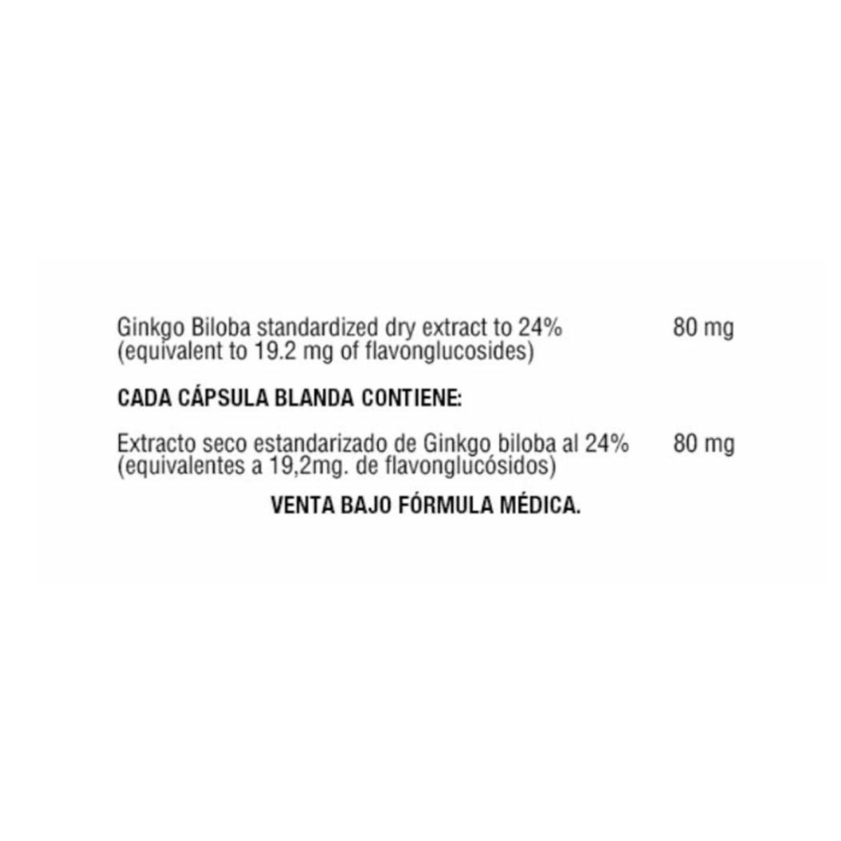 Ginkgo Biloba 80 mg 90 cápsulas  HEALTHY AMERICA